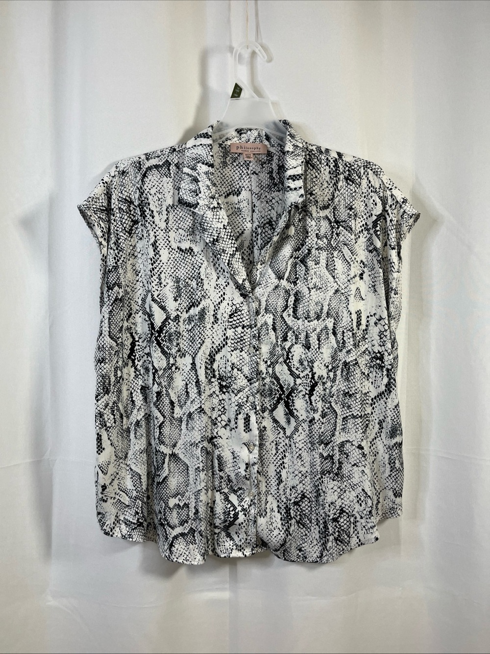 Philosophy Women’s Plus 2X Snake Print Collared Short Sleeve Button-Up